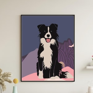 Border Collie Wall Art – “Brave Border Bum” Dog Print, Minimalist Collie Poster, Cute Pet Decor, DIGITAL DOWNLOAD