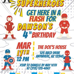 Superhero Birthday Invitation Digital