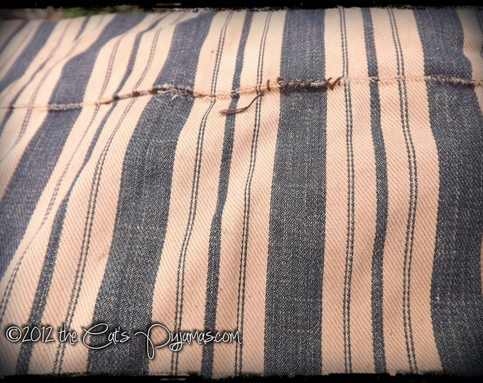 Vintage Feather Bed Indigo Blue Stripe Ticking Primitive Farmhouse Decor Antique Etsy