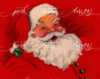 Vintage DIGITAL DOWNLOAD Happy Santa Father Christmas Portrait Graphic Jpeg Printable Framing Handmade Greeting Card Sublimation