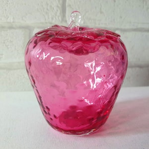 Vintage Cranberry Glass Heavy Strawberry Fruit Paperweight Ornament Ornamental Collectable Gift image 1