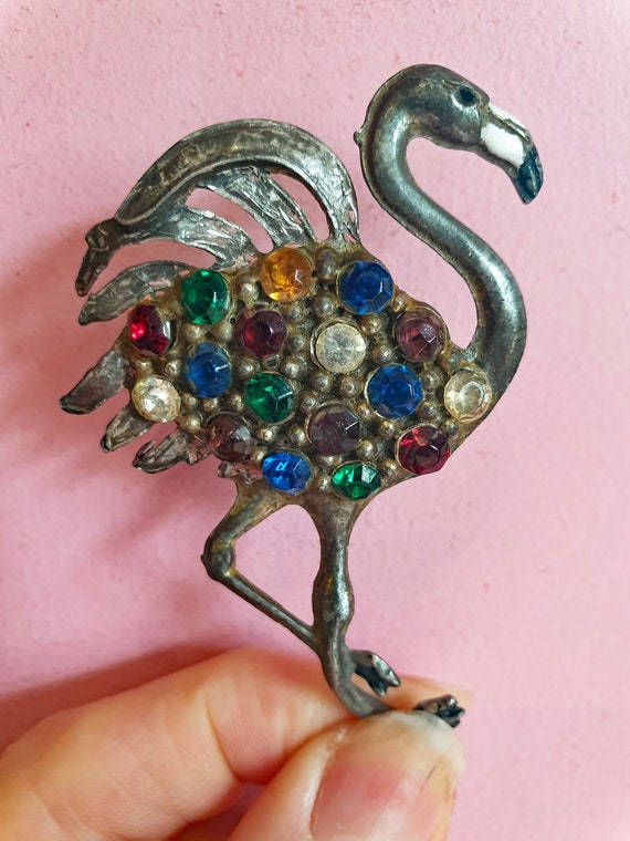 1960s Vintage Figural Fish Brooch Gold Tone with White Beads 60s Novelty Broach Mid Century Women/'s Jewelry Kitsch Rockabilly Pin Gift