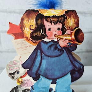 UNBENUTZTE Vintage 1949 USA Storyland Doll Hallmark Card 1940er kleiner Junge Blau Geburtstag Sammlerstück Kinderzimmer Geschichtenerzählen Grußkarte ET130)