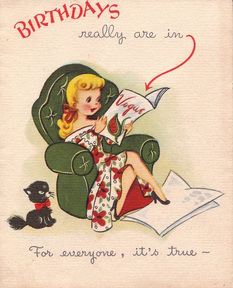 Vintage 1950s Birthday DOLLAR Greetings Card B40 Etsy