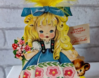 UNUSED Vintage 1949 USA Storyland Doll Hallmark Card 1940's Cinderella Bear Birthday Collectable Nursery Story Telling Greeting Card ET131)