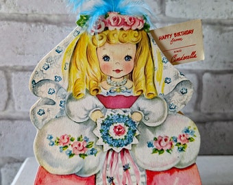 ONGEBRUIKT Vintage 1947 American Storyland Doll Hallmark Card 1940's Cinderella Collectable Nursery Story Telling Wenskaart ET129)