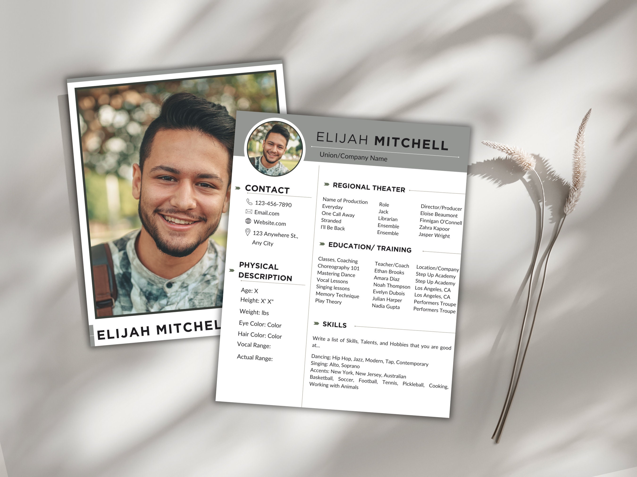 Musical Theatre Resume Auditions Editable in Canva CV Professional ...