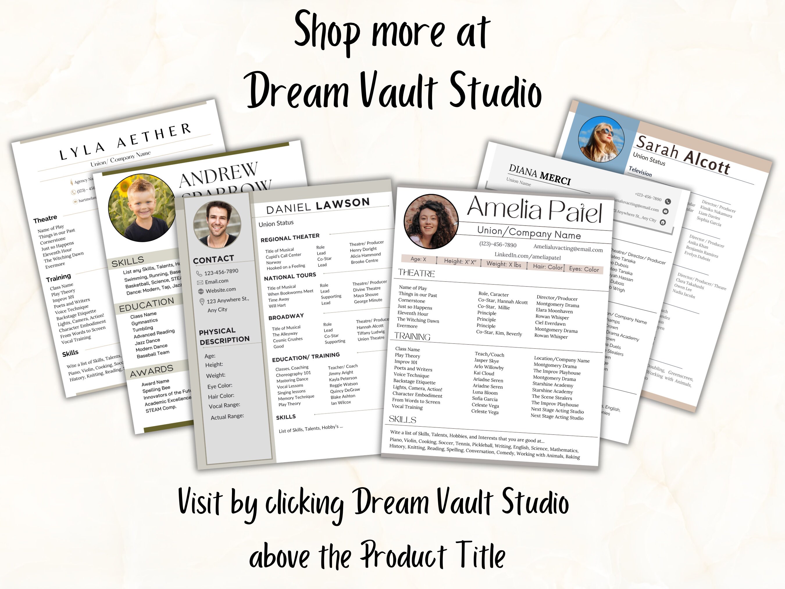 Actors Resume Template for Auditions Editable in Canva CV Professional ...