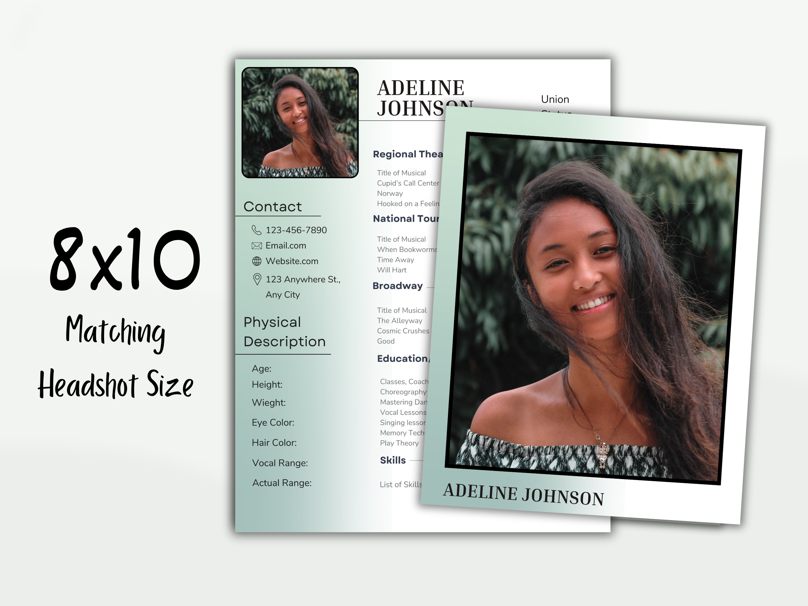 Musical Theatre Resume for Auditions Editable in Canva CV Professional ...