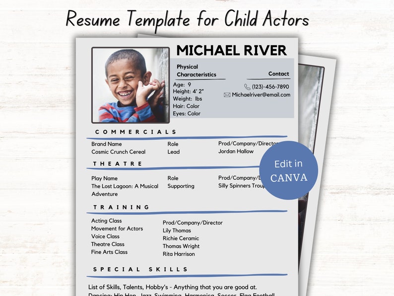 Resume Template for Child Actors - Il 794xN.5957855835 Byf1