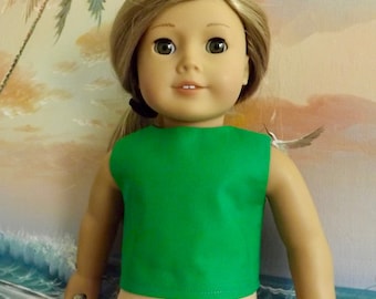 Fits Like American Girl Doll Clothes St Patricks Day Kelly Green Modified Crop Top Handmade Will Fit 18" dolls