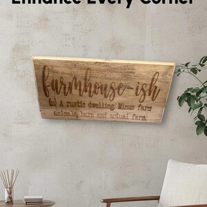 Farmhouse-ish Wooden Wall Sign, Rustic Hanging Decor, Funny Farmhouse Definition Art, Perfect for Living Room Entryway or Housewarming Gift