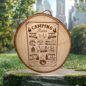 Engraved Camp Rules Board, Rustic Camping Sign, Camp Sign, Campervan Décor Gift, Camping Rules Sign, Camping Gift