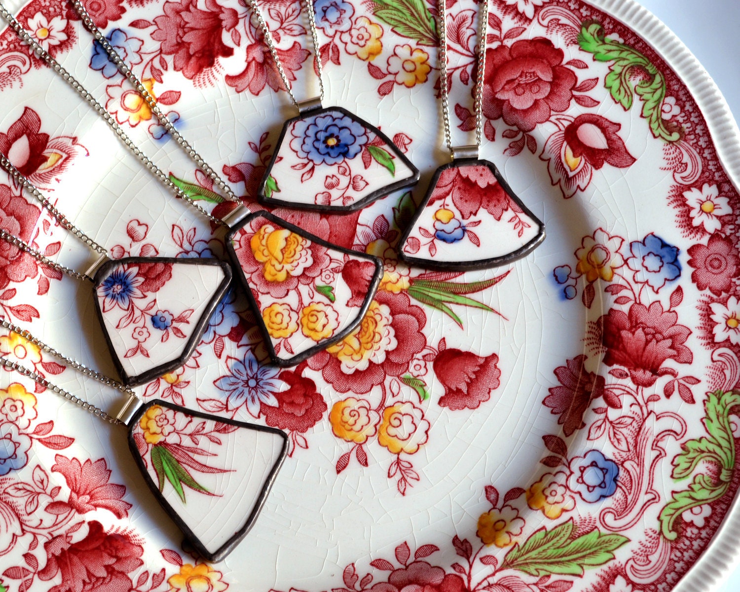 Custom Bridesmaid Jewelry Matching Broken Plate Pendants on Etsy