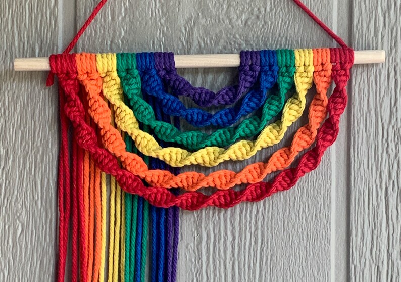 Macrame Rainbow Wall Hanging Modern Boho Pride Decor Etsy