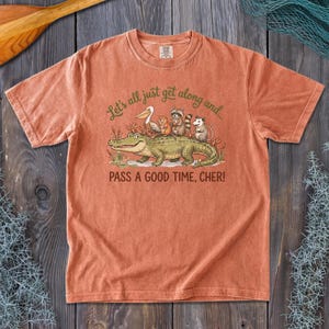 Comfort Colors Bayou Critters on Alligator Shirt | Louisiana Tee | Cajun T-shirt Terracotta
