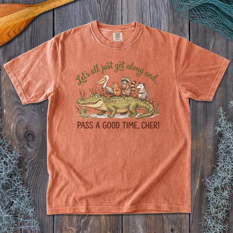 Comfort Colors Bayou Critters on Alligator Shirt | Louisiana Tee | Cajun T-shirt Terracotta