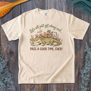 Comfort Colors Bayou Critters on Alligator Shirt | Louisiana Tee | Cajun T-shirt Ivory