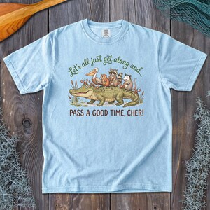 Comfort Colors Bayou Critters on Alligator Shirt | Louisiana Tee | Cajun T-shirt Chambray