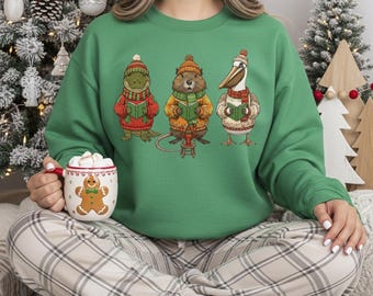 Louisiana Caroling Christmas Critters Sweatshirt