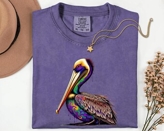 Louisiana Pelican Shirt - Psychedelic Mardi Gras Pelican - Comfort Colors Tee - Colorful Louisiana Bird Shirt - Pelican Lover Gift