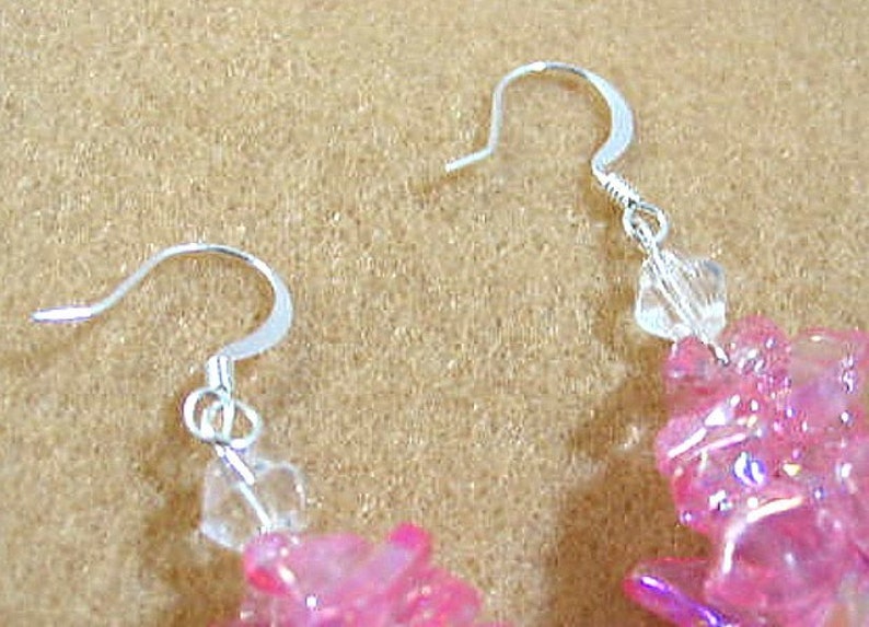 Pink Chip Bead Earrings, Glitz Glam Beaded Jewelry, Feminine Chic Earrings, Cluster Beaded Jewelry, Glass Chip Bead Earrings, Fun and Flirty image 4