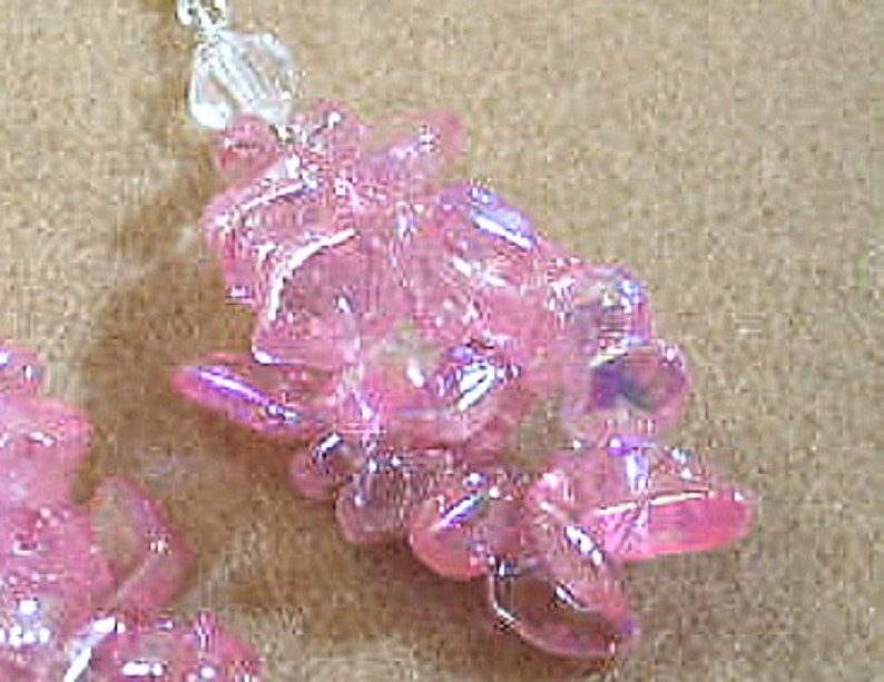 Pink Chip Bead Earrings, Glitz Glam Beaded Jewelry, Feminine Chic Earrings, Cluster Beaded Jewelry, Glass Chip Bead Earrings, Fun and Flirty image 3