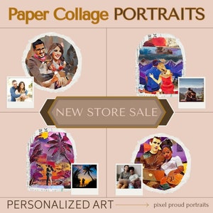 Ritratto collage personalizzato su carta strappata / Arte digitale personalizzata / Regalo unico in stile carta strappata per fidanzato, fidanzata / Disegno da foto