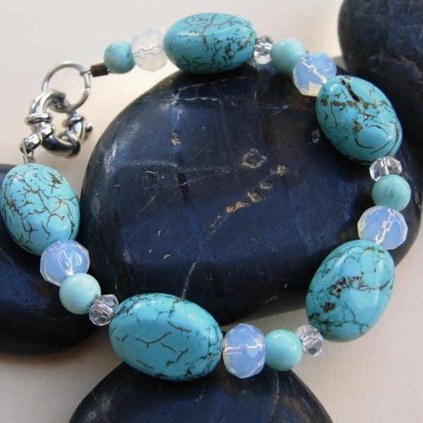 Rocky Road Turquoise, Moonstone and Crystal Bracelet