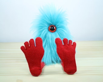 Nervous Nelly Plush Monster Toy- Aqua