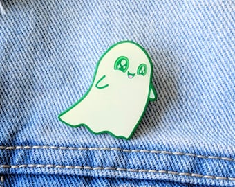 Glow in the Dark Happy Ghost Enamel Pin