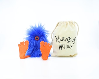 Nervous Nelly Plush Monster Toy- blue