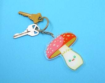 Sweet Happy Mushroom with butt Keychain | 3 inch double sided acrylic charm