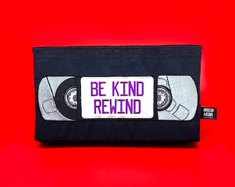 Purple VHS Be Kind Rewind Embroidered Decorative Pillow