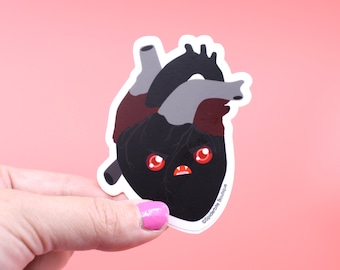 Dark Vampire Heart with fangs Vinyl sticker