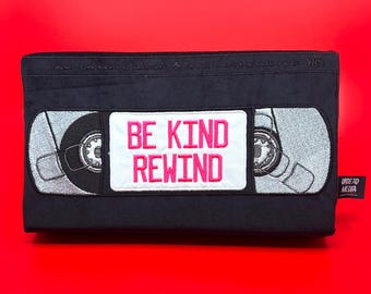 Pink VHS Be Kind Rewind Embroidered Decorative Pillow