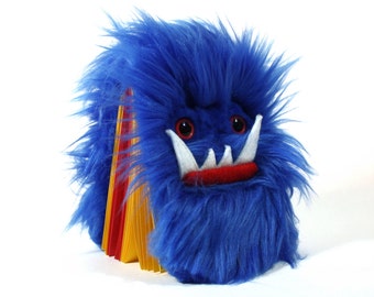 Children's monster journal Worry Woolie a blue red fuzzy magical book