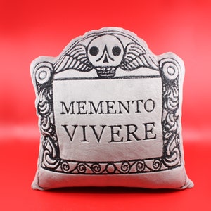 Memento Vivere Large Gravestone Embroidered Decorative Pillow image 1