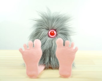 Nervous Nelly Plush Monster Toy- Gray and Pink