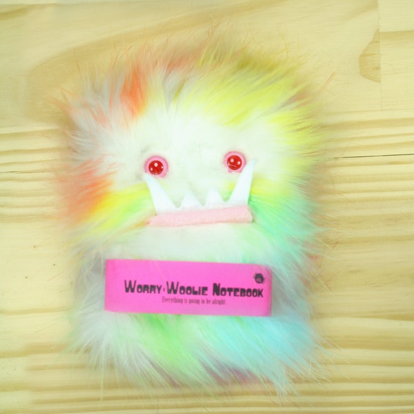 Children's monster journal Worry Woolie a rainbow fuzzy magical book