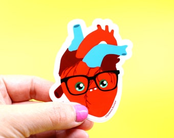 Nerdy Heart with glasses Vinyl sticker