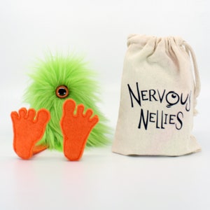Nervous Nelly Plush Monster Toy- Green and Orange