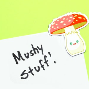 Miniature Sweet Happy Mushroom Vinyl Magnet (single magnet)