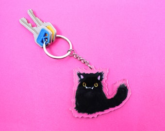 The Cat Black acrylic Keychain
