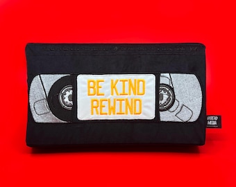Orange VHS Be Kind Rewind Embroidered Decorative Pillow