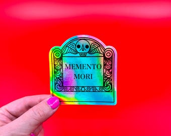 Memento Mori Gravestone holographic vinyl sticker