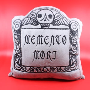 Memento Mori stor gravsten broderad dekorativ kudde