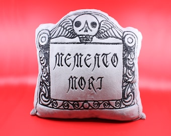 Memento Mori großes Grabstein dekoratives Kissen