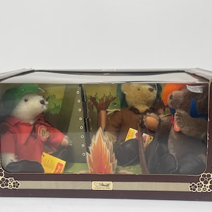 Vintage Margarete Steiff Nimrod Teddy Bear Camping Set, Signed with COA
