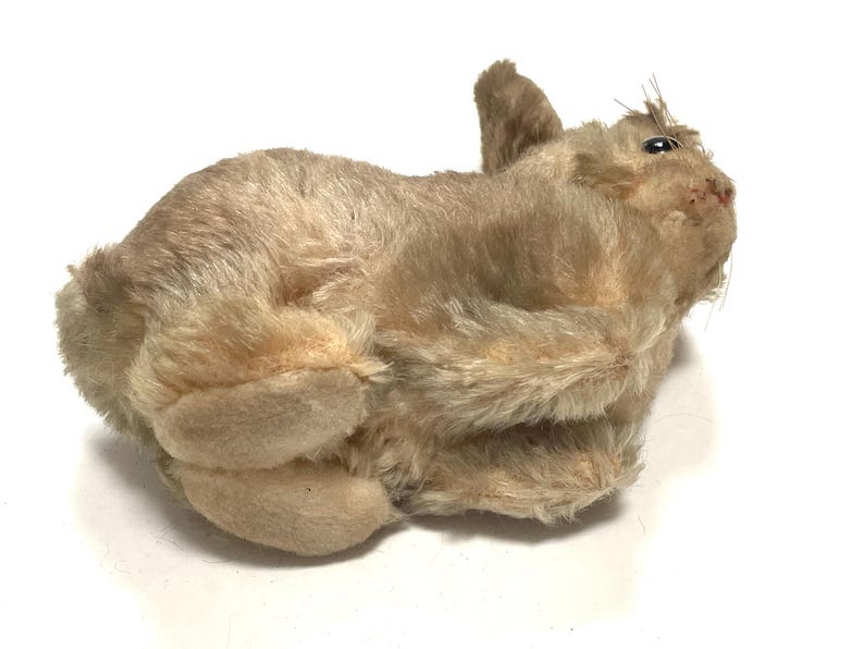 Steiff Brown Rabbit Vintage STEIFF RABBIT BUNNY Silver Button Swivel Head Charming 6